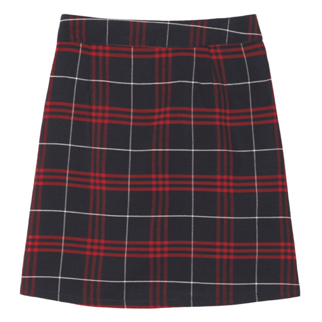 Women's Plaid Pleated 2-Tab Scooter - Navy / Red