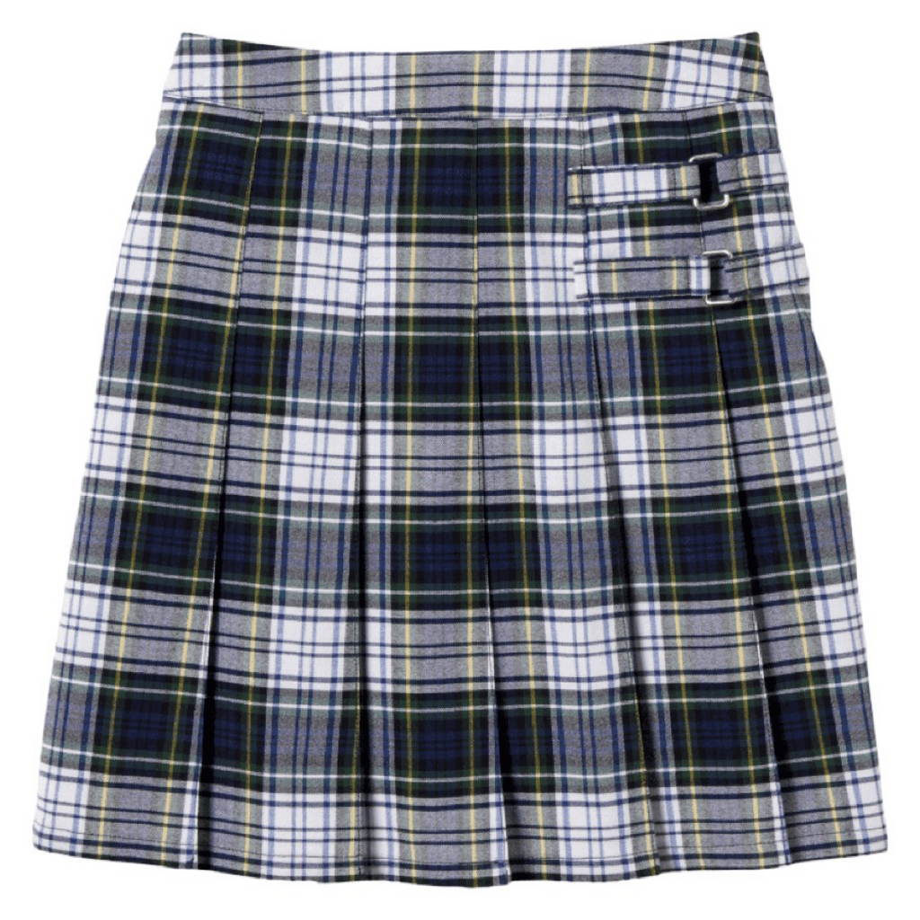 French Toast Girl's Plaid Pleated 2-Tab Scooter Navy White