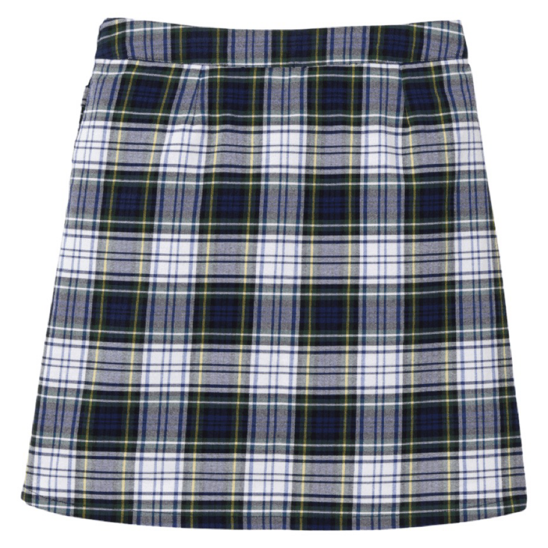 French Toast - Girl's Plus Size Plaid Pleated 2-Tab Scooter  - Navy / White