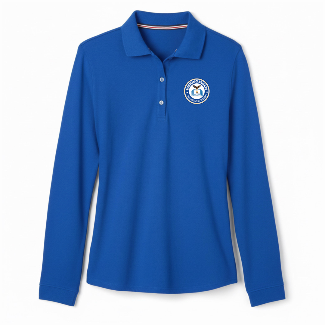 Soaring Eagles Christian Academy - Girl's / Young Women's Long Sleeve Stretch Piqué Polo