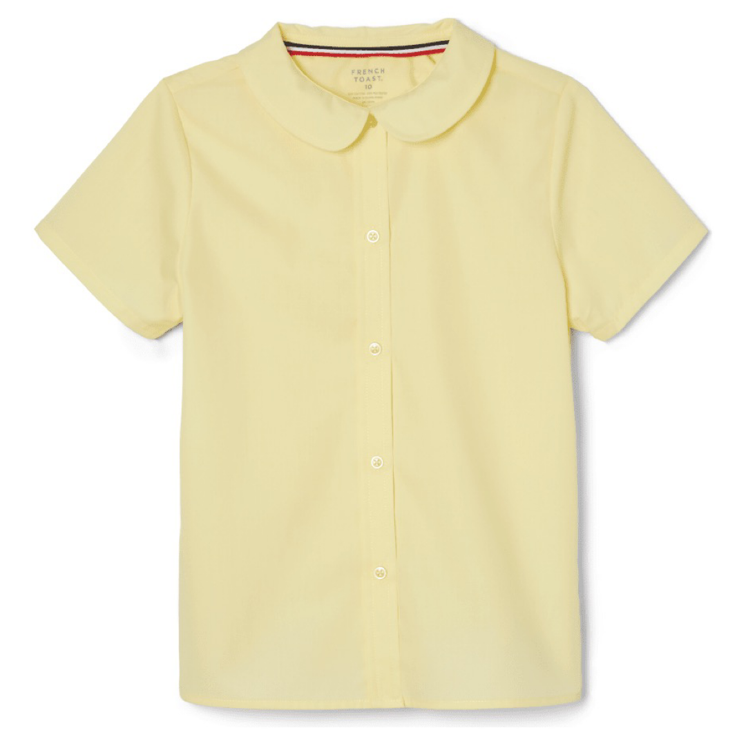 French Toast Girl&#39;s Plus Size Short Sleeve Peter Pan Collar Blouse