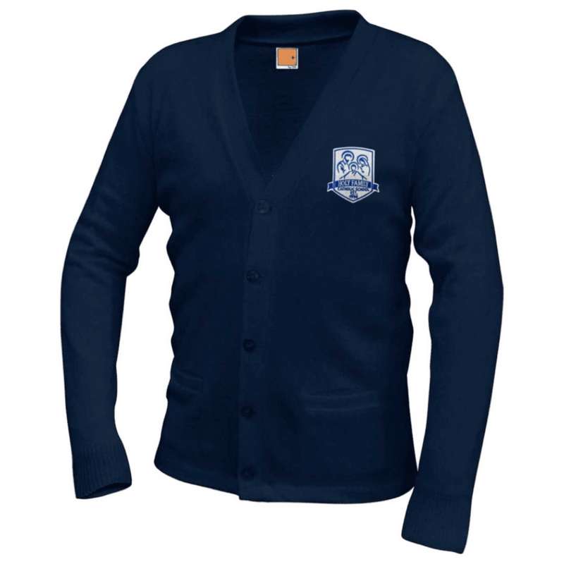 Holy Family Catholic School - A+ Navy V-Neck Cardigan- Kids / Adults