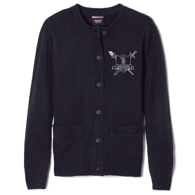 New Testament Christian School - Girl's Crewneck Cardigan Sweater