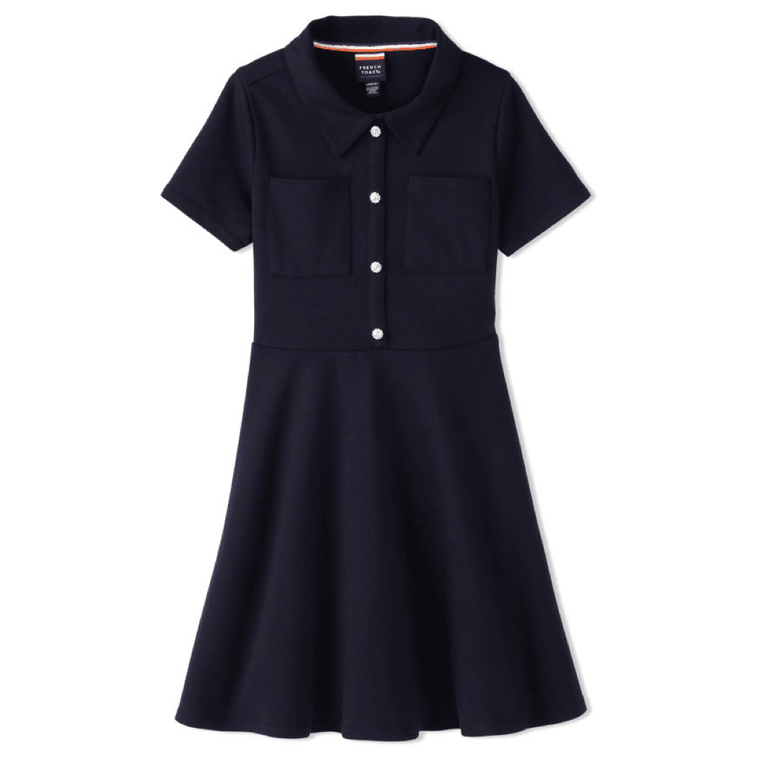 Girl&#39;s Stretch Ponte Dress with Rhinestone Buttons