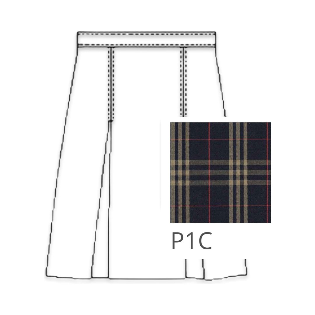 Plaid Polycot Box Pleat Skirt - Plus Size  - P1C