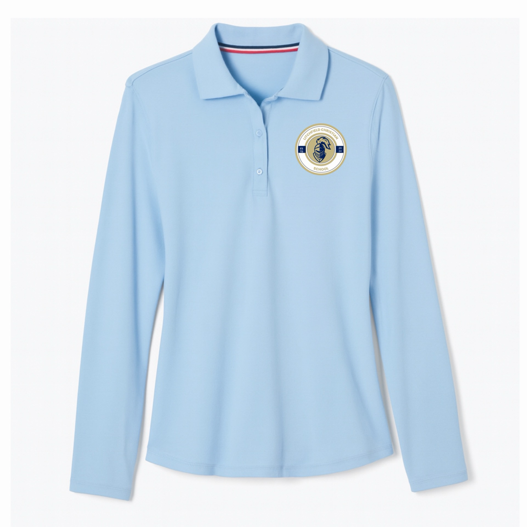 Litchfield Christian School  - Girl's / Women's Long Sleeve Stretch Piqué Polo