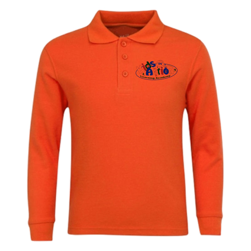 Kids In Action - Premium Orange Long Sleeve Polo - Adult