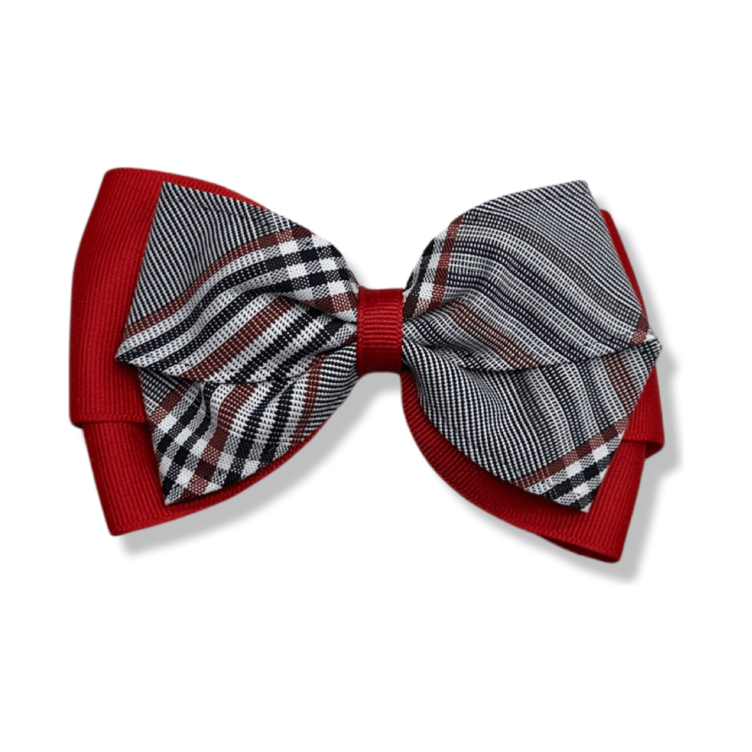 2 Layer Ribbon &amp; Plaid Bow - Plaid 08G