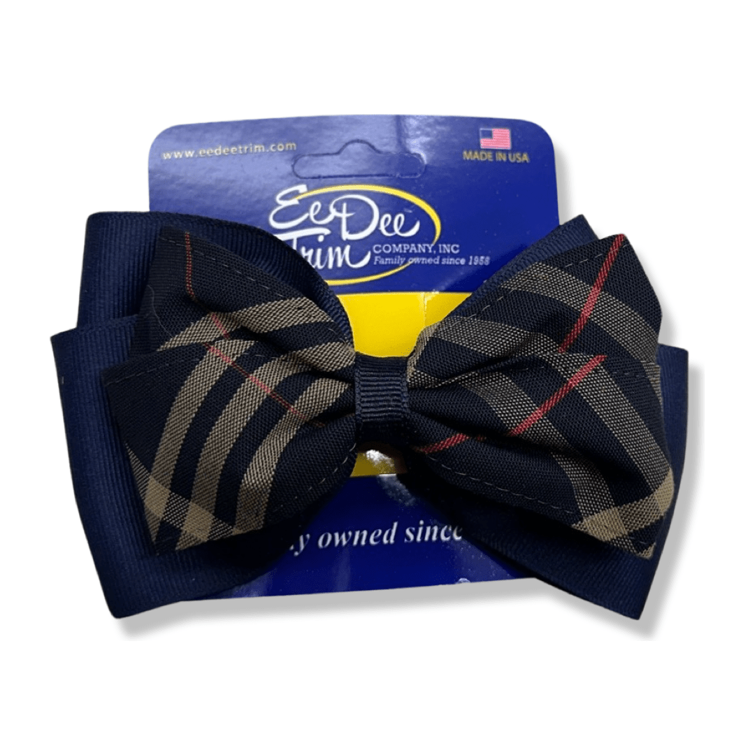 2 Layer Ribbon &amp; Plaid Bow - Plaid P1C