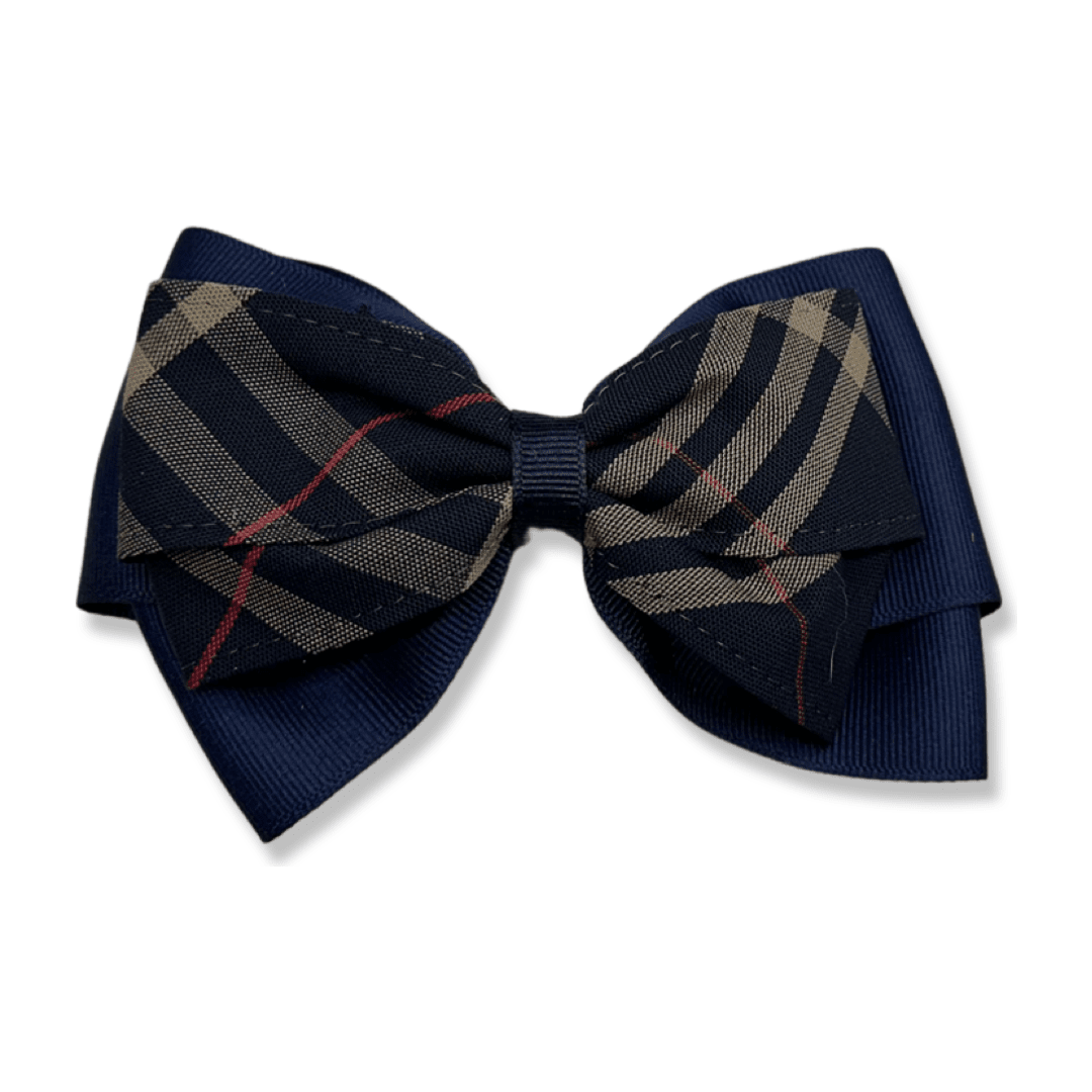 2 Layer Ribbon &amp; Plaid Bow - Plaid P1C