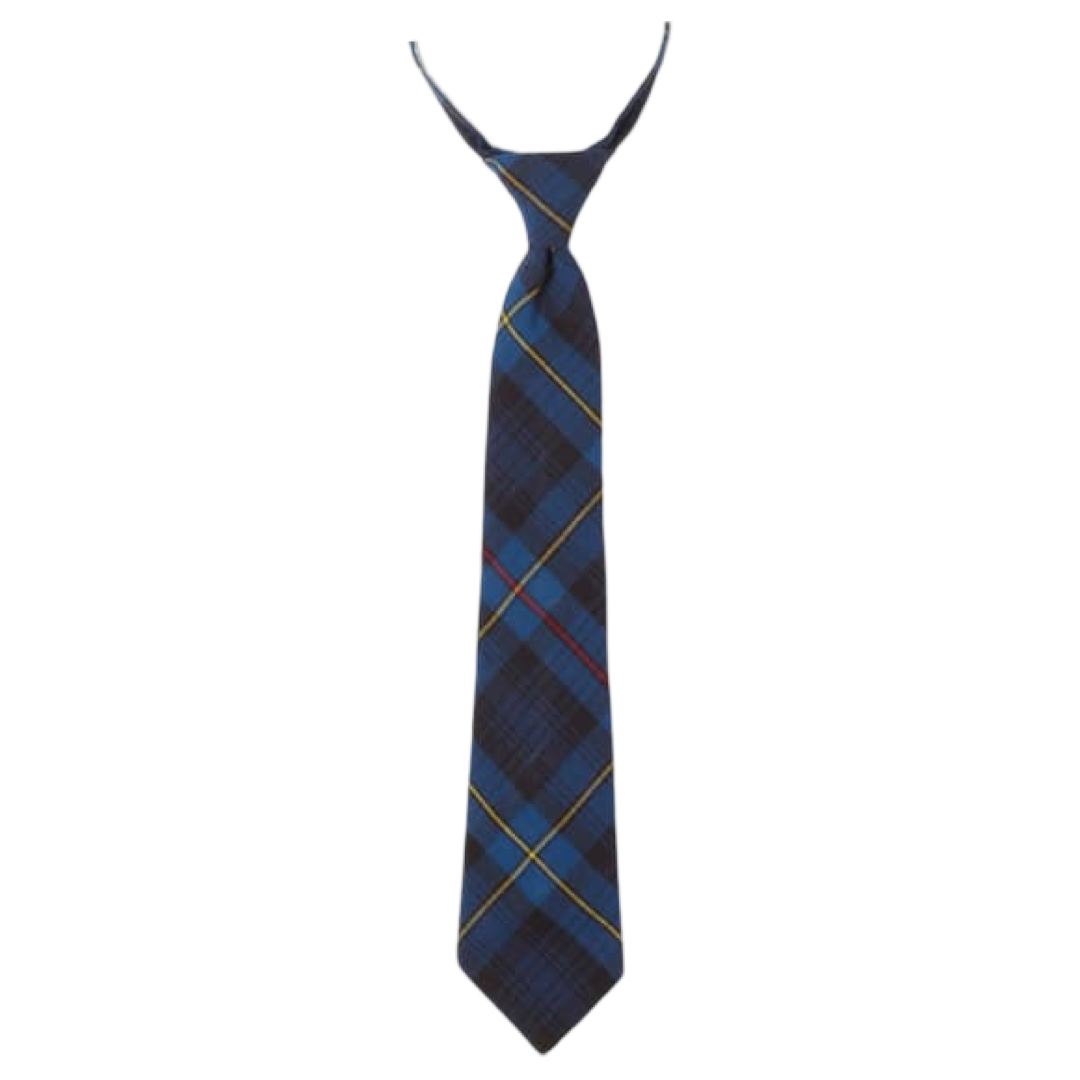 Boy's Plaid Pre-Tied Tie w/ Neck Strap - Blue/Red Plaid