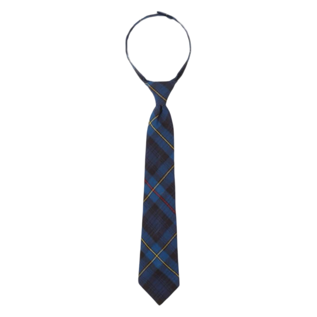 Boy's Plaid Pre-Tied Tie w/ Neck Strap - Blue/Red Plaid