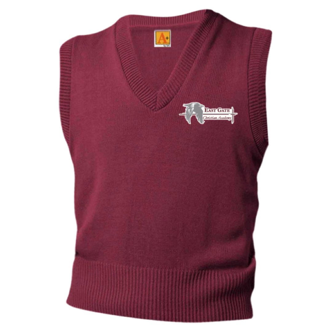 East Gate Christian Academy - A+ Adult Unisex V-Neck Sweater Vest - Adult