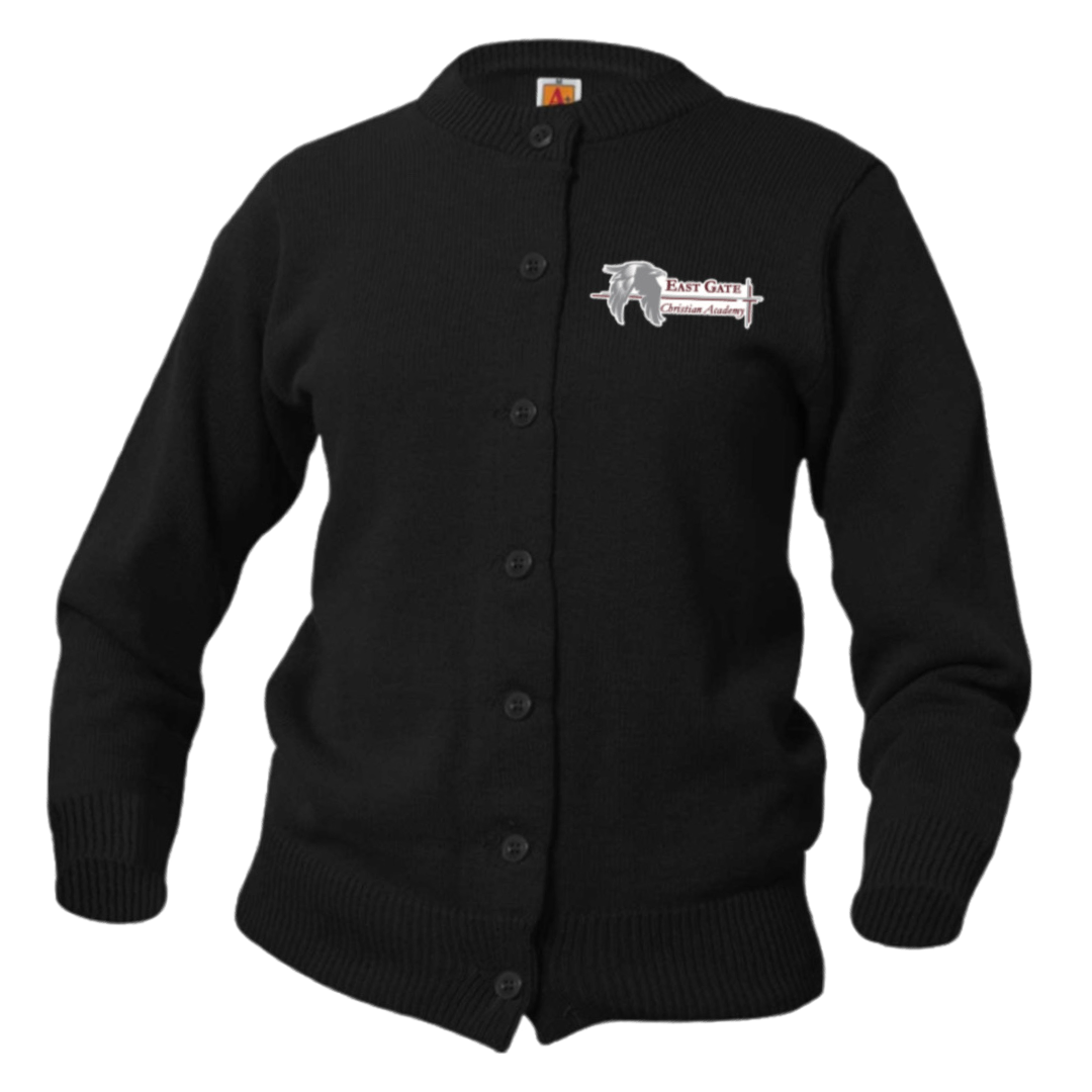 East Gate Christian Academy - A+ - Girl&#39;s Crew Neck Cardigan