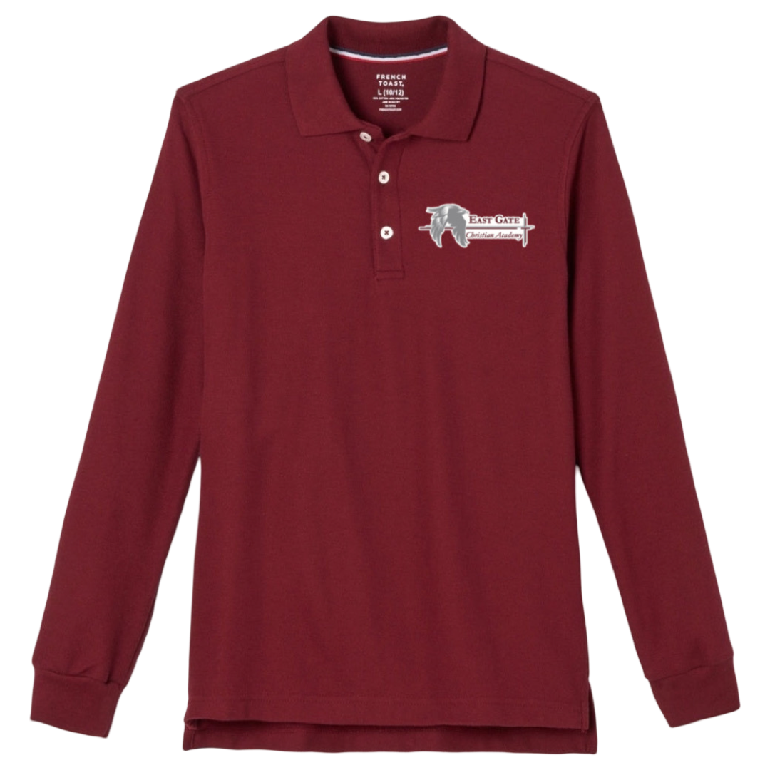 East Gate Christian Academy - Co-Ed Long Sleeve Polo - Husky/Plus Kids
