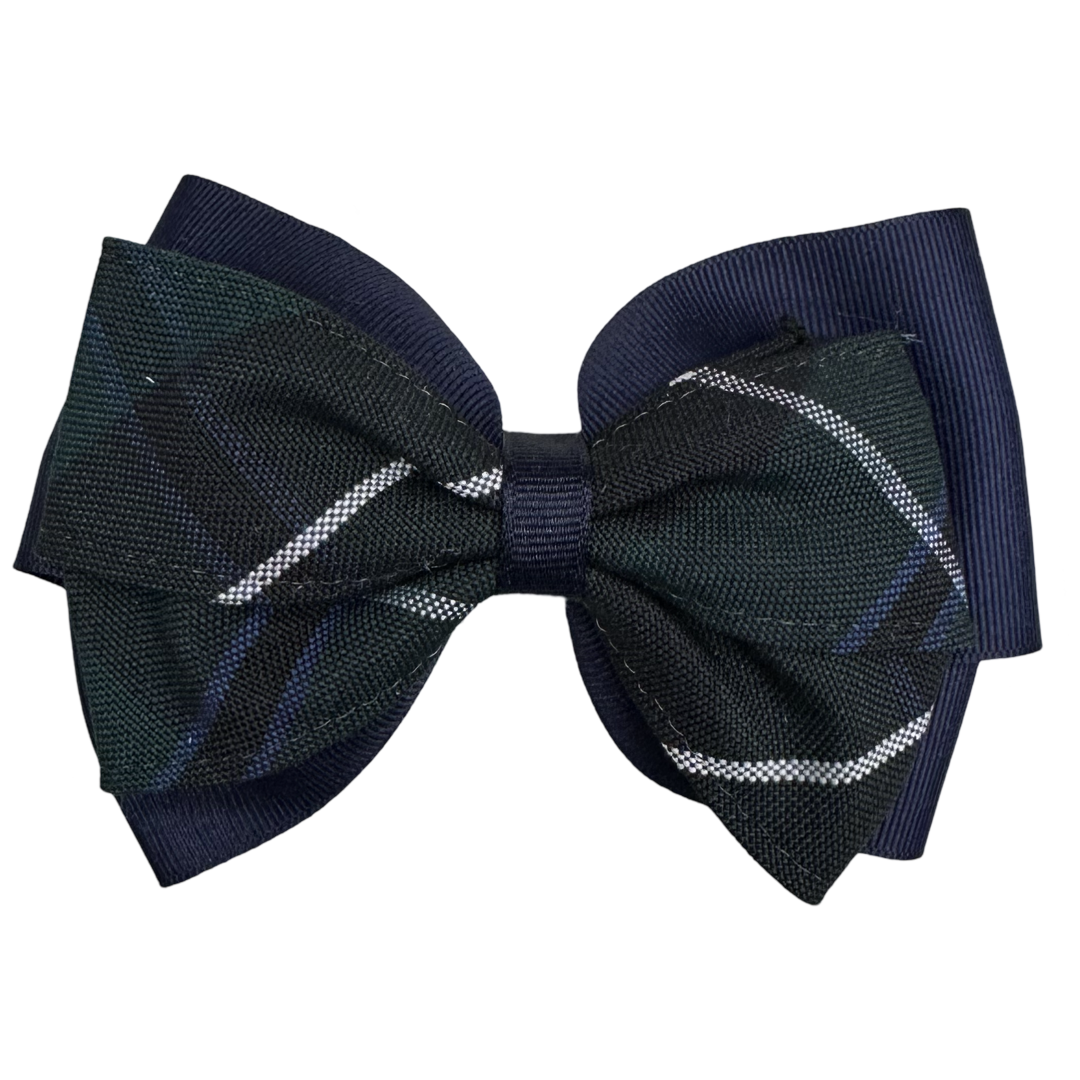 2 Layer Ribbon &amp; Plaid Bow - P90