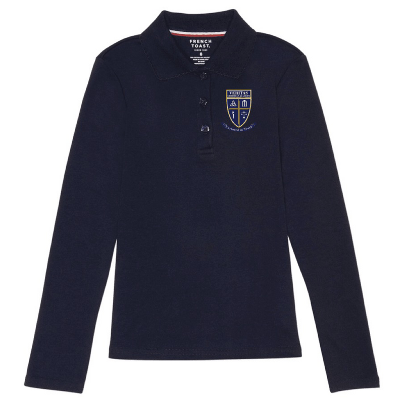 Veritas - Girl's Long Sleeve Picot Collar - With Logo
