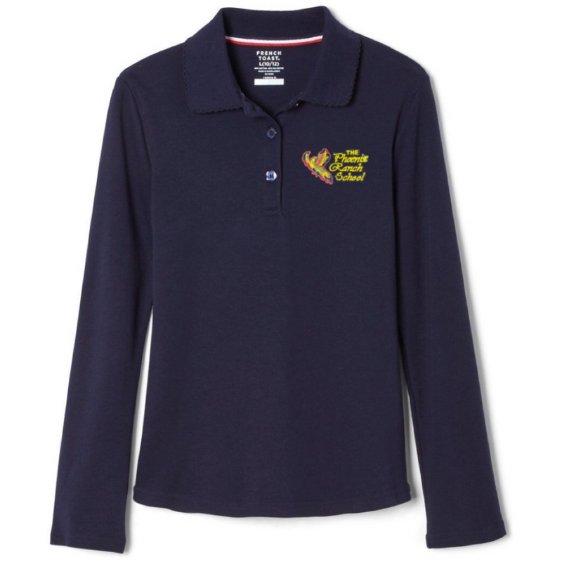 Phoenix Ranch School - Girl's Plus Size Long Sleeve Picot Collar Polo