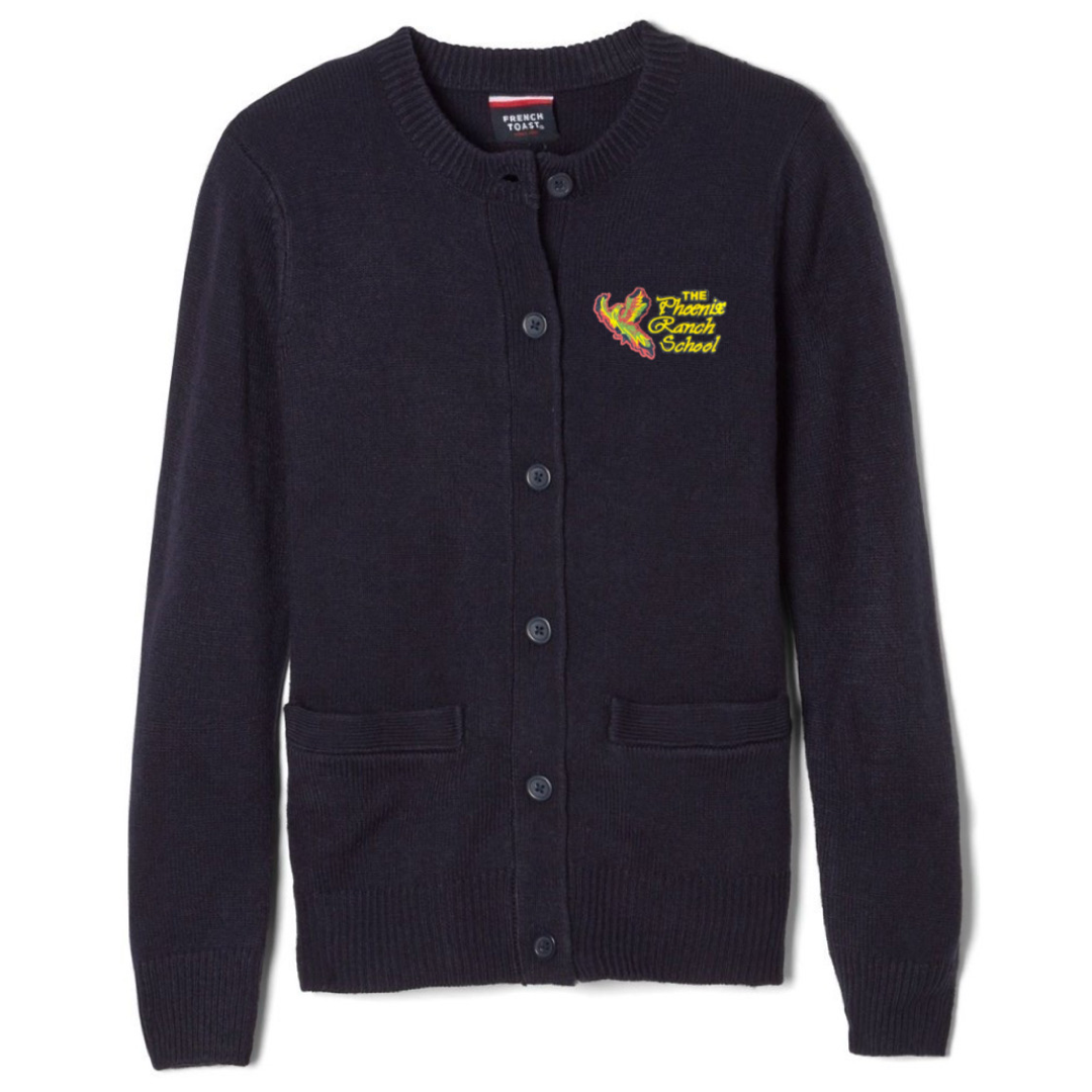 Phoenix Ranch School - Girls Anti-Pill Crewneck Cardigan