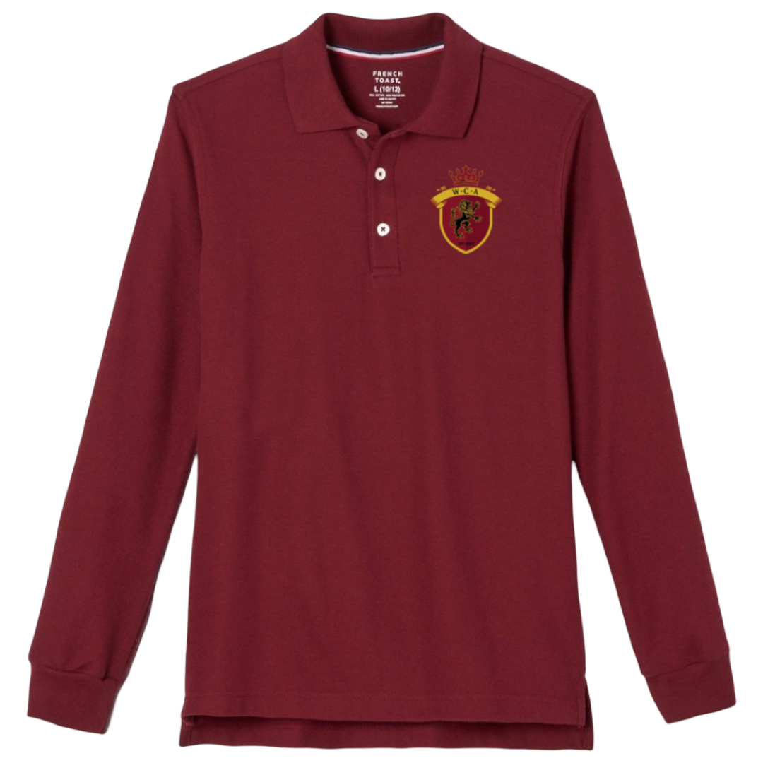 Whitaker Christian Academy  - Co-Ed Long Sleeve Pique Polo - Husky Kids