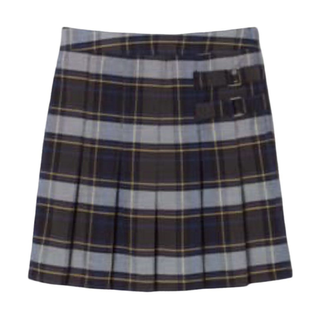 valiant Cross Academy -  Girl's / Women's  Plaid Pleated 2-Tab Scooter  - Blue / Gold