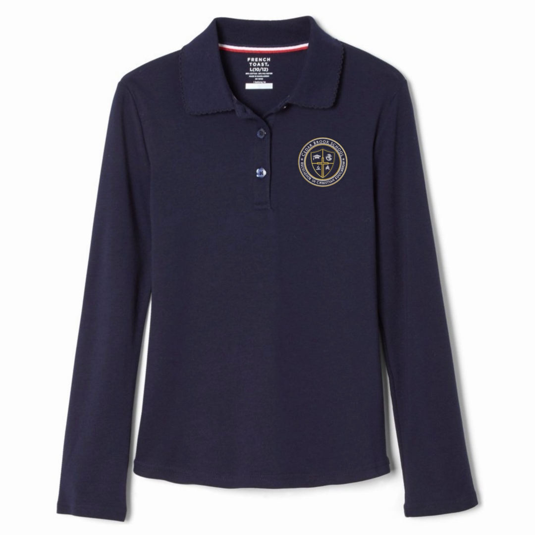Cedar Brook School - Girl's Long Sleeve Picot Collar Polo