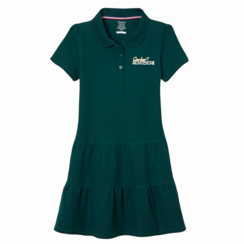 Garden Montessori School  - Girl's Short Sleeve Ruffle Piqué Polo Dress