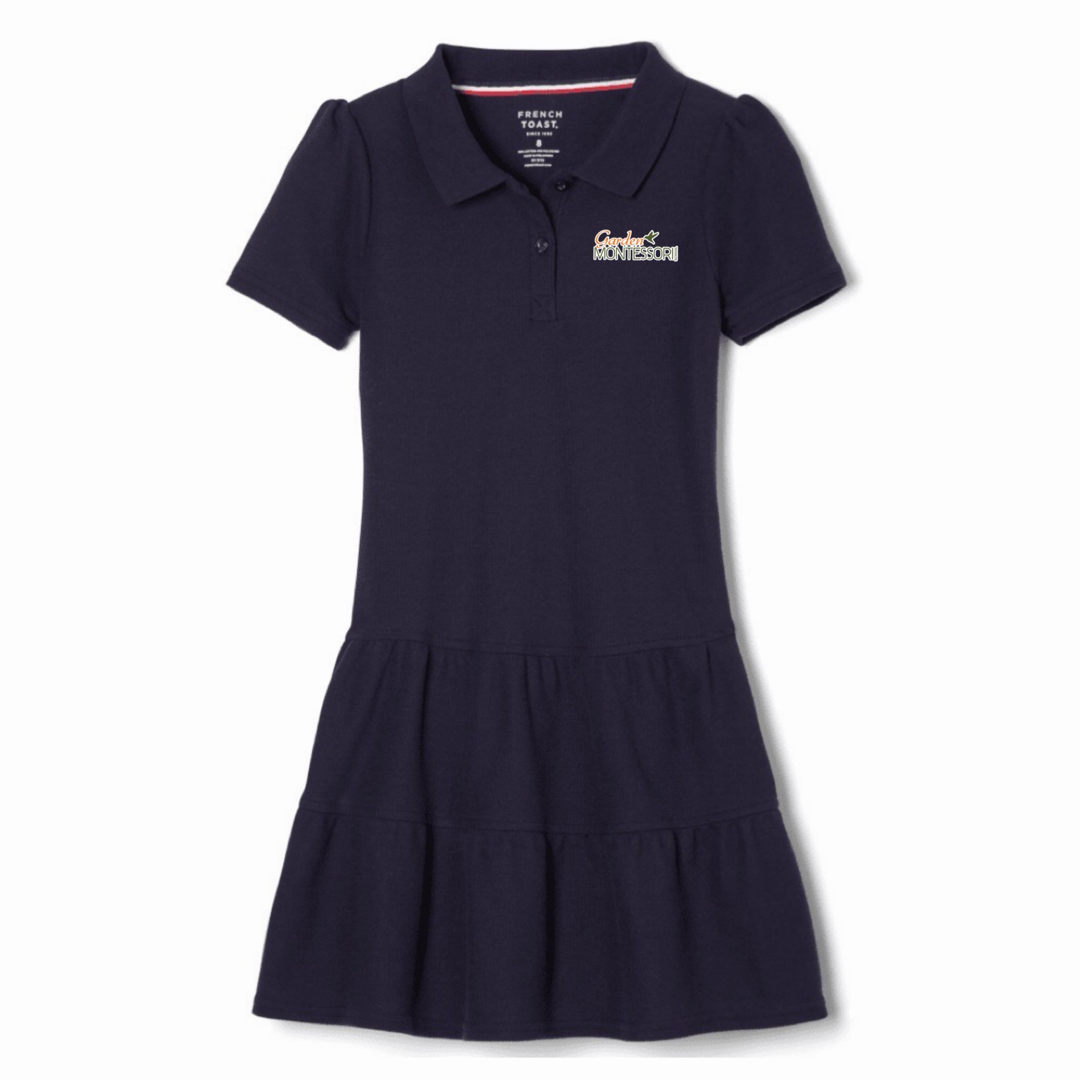 Garden Montessori School  - Girl's Short Sleeve Ruffle Piqué Polo Dress