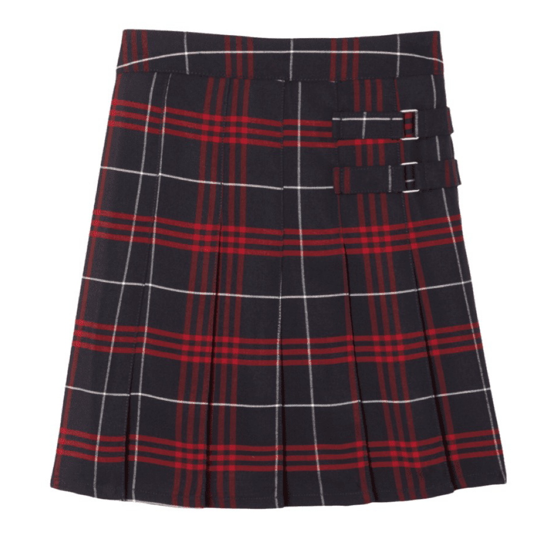 Chestertown Christian Academy - Girl's Plaid Pleated 2-Tab Scooter - Navy / Red