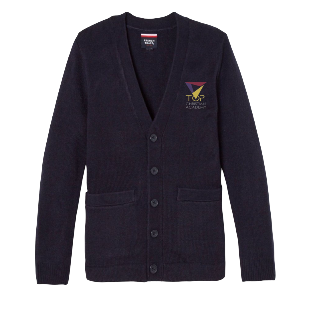 TOP Christian Academy- Boy's / Young Men's V-Neck Cardigan Sweater