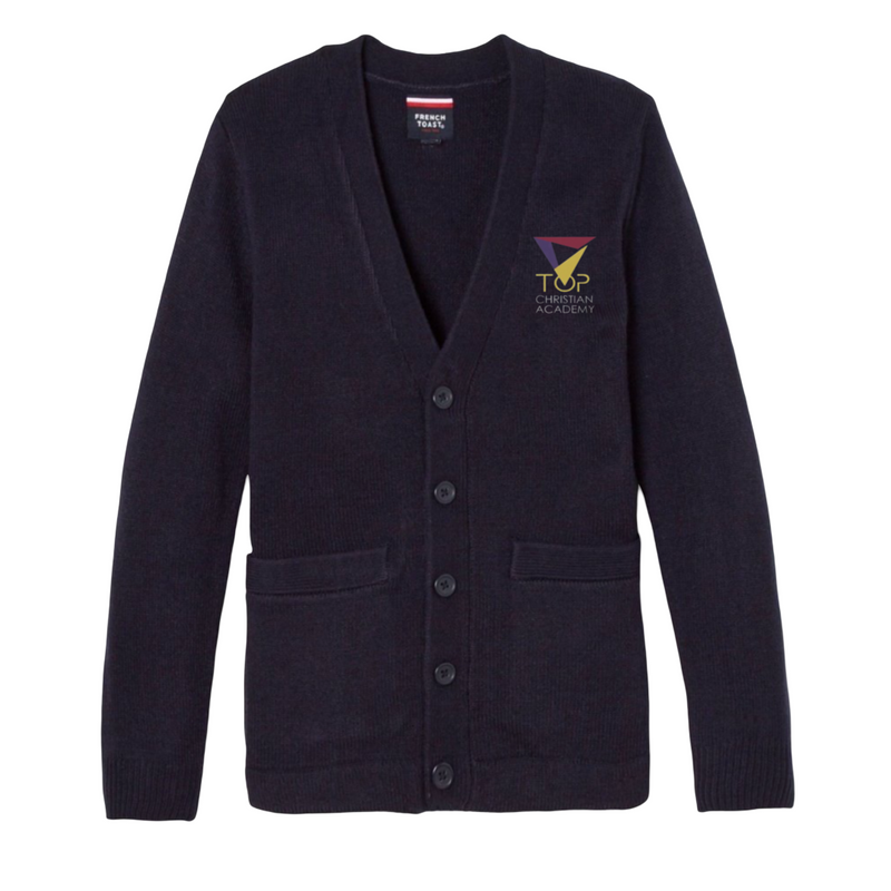 TOP Christian Academy- Boy's / Young Men's V-Neck Cardigan Sweater