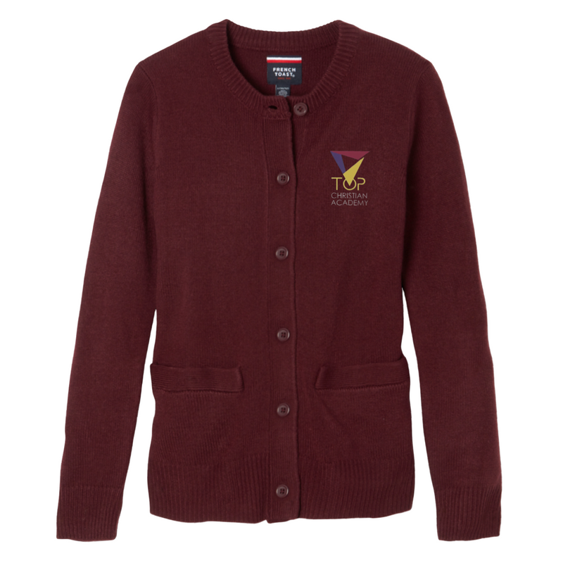 TOP Christian Academy - Girls Anti-Pill Crewneck Cardigan