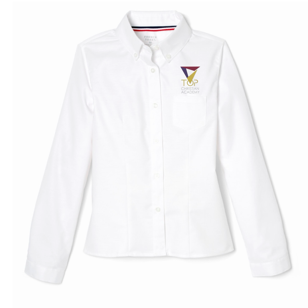 TOP Christian Academy   - Girl's / Women's Long Sleeve Fitted Oxford Shirt