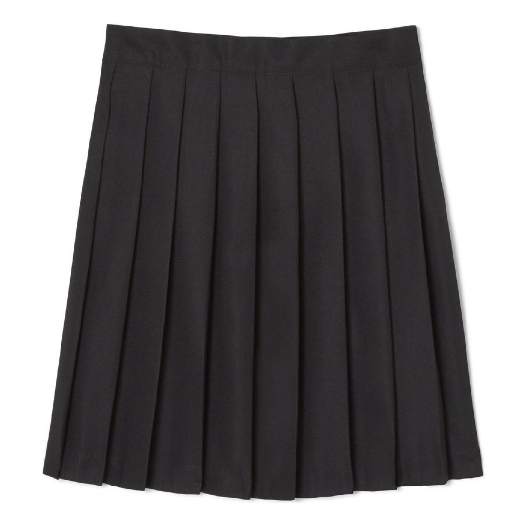 At The Knee Pleated Skirt  - Black