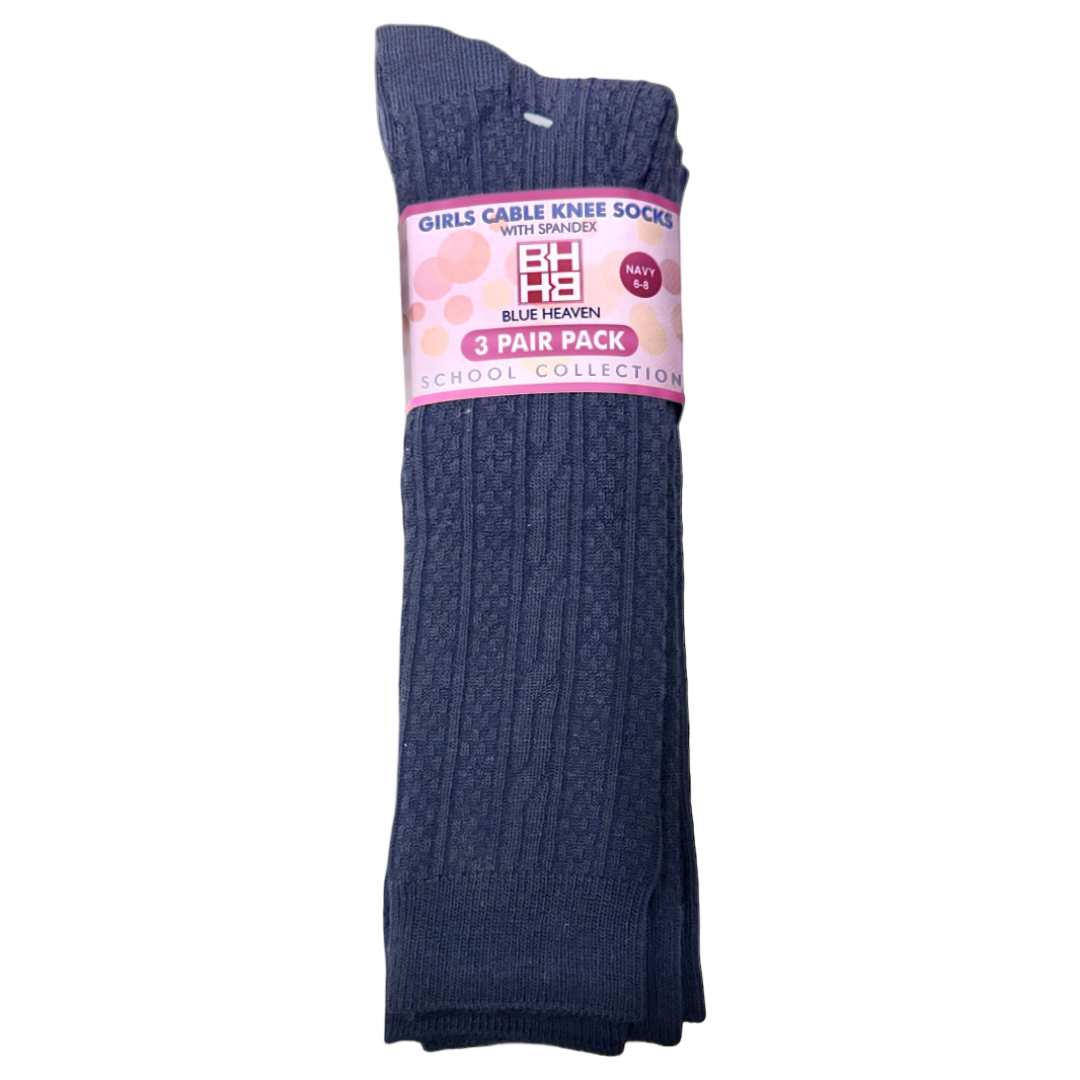 Mount Zion - Girl's 3-Pack - Cable Knee Socks