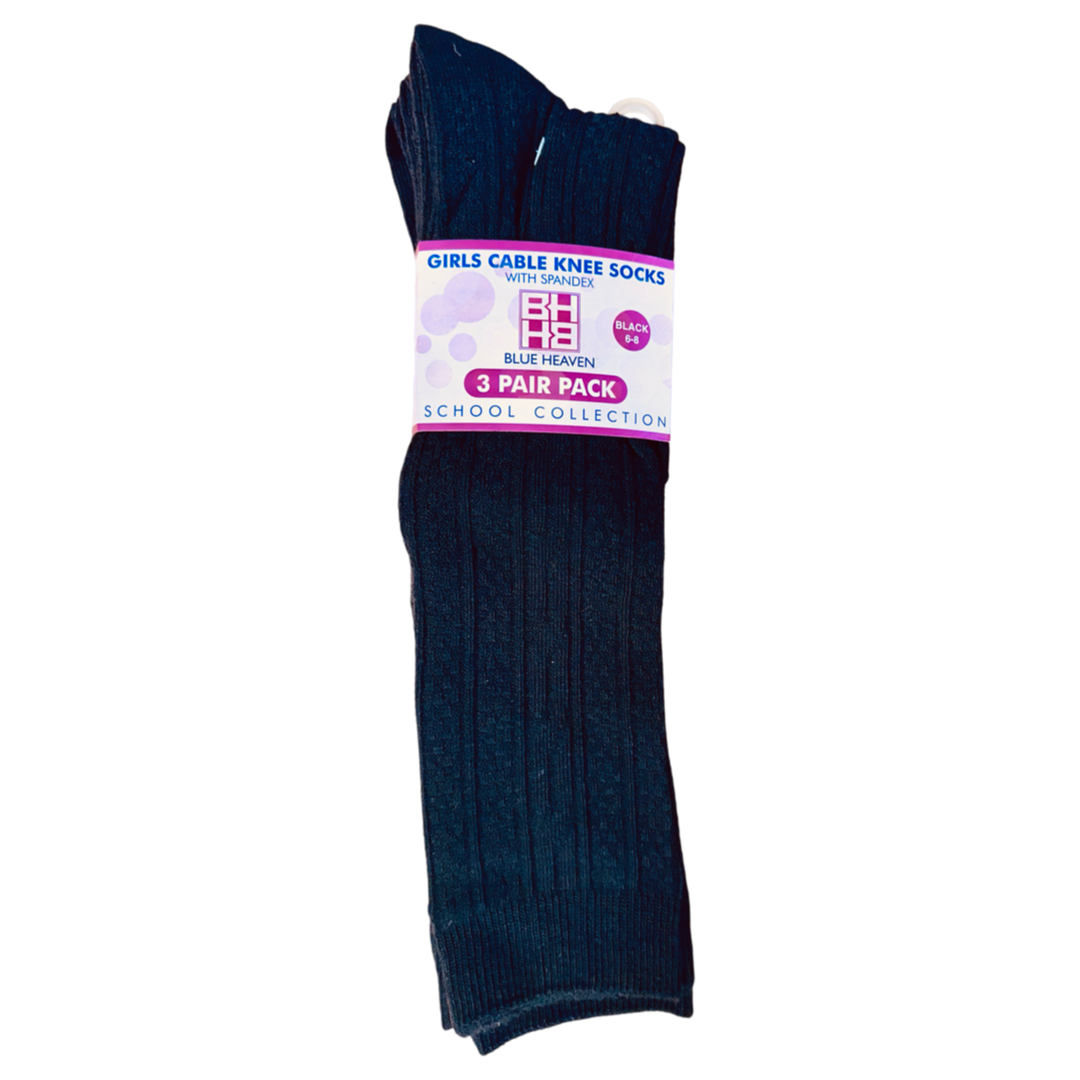 Mount Zion - Girl's 3-Pack - Cable Knee Socks