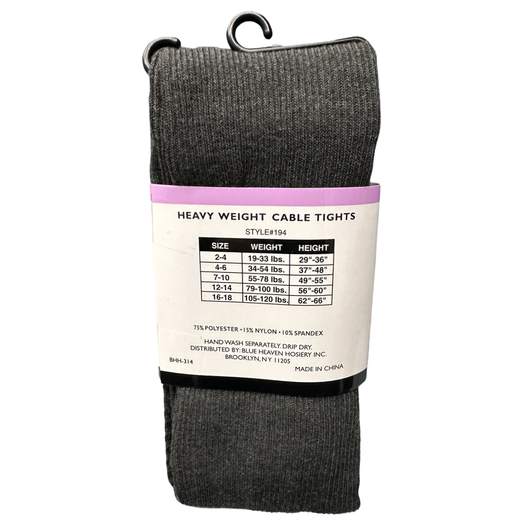 Blue Heaven Hosiery - Girls Heavy Weight Cable Tights W/ Spandex