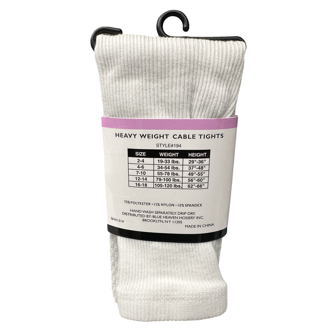 Blue Heaven Hosiery - Girls Heavy Weight Cable Tights W/ Spandex