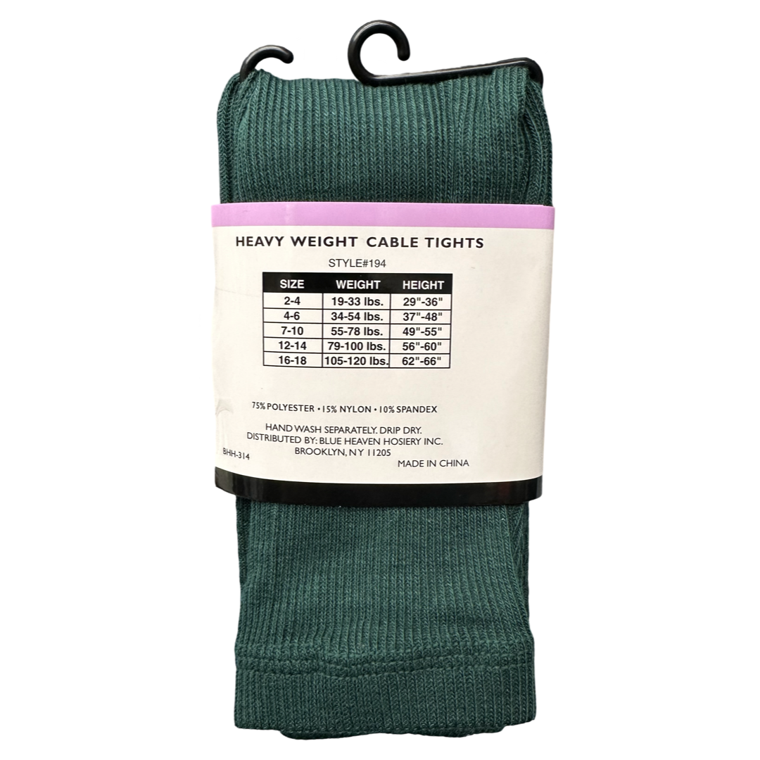 Blue Heaven Hosiery - Girls Heavy Weight Cable Tights W/ Spandex