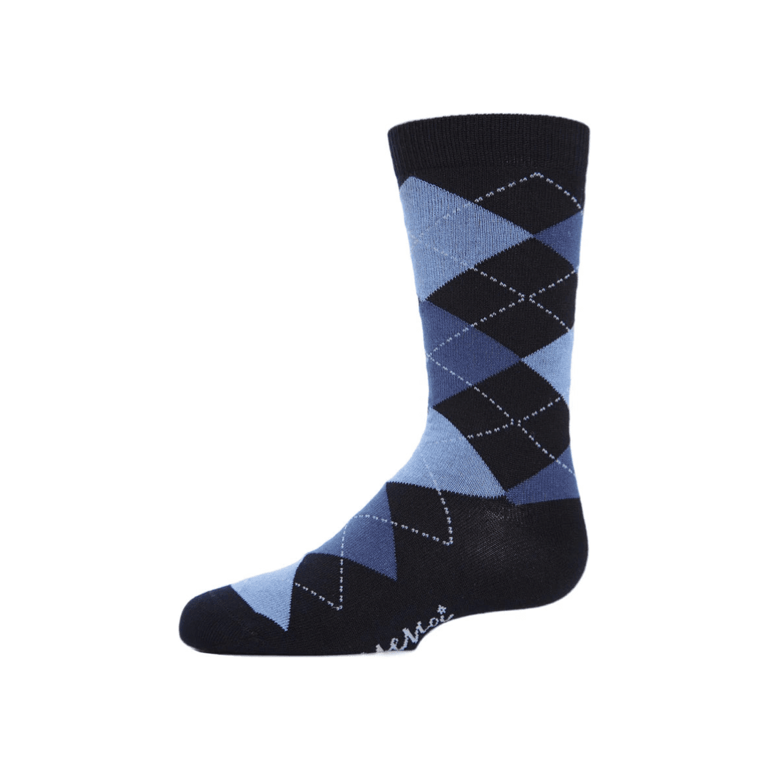 Memoi Sophisti-Crest Boys Cotton Blend Crew Socks