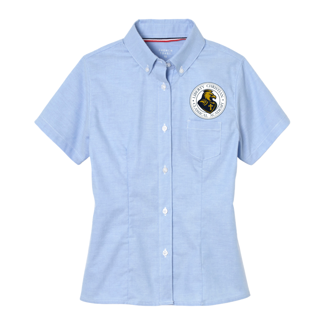 Liberty Christian Classical  - Girl's / Women's Short Sleeve Feminine Fit Oxford Shirt - 6th - 7th