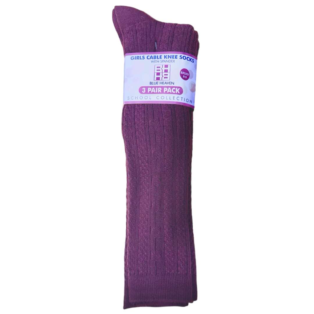 Rogers City Baptist - Girl&#39;s 3-Pack Cable Knee High Socks