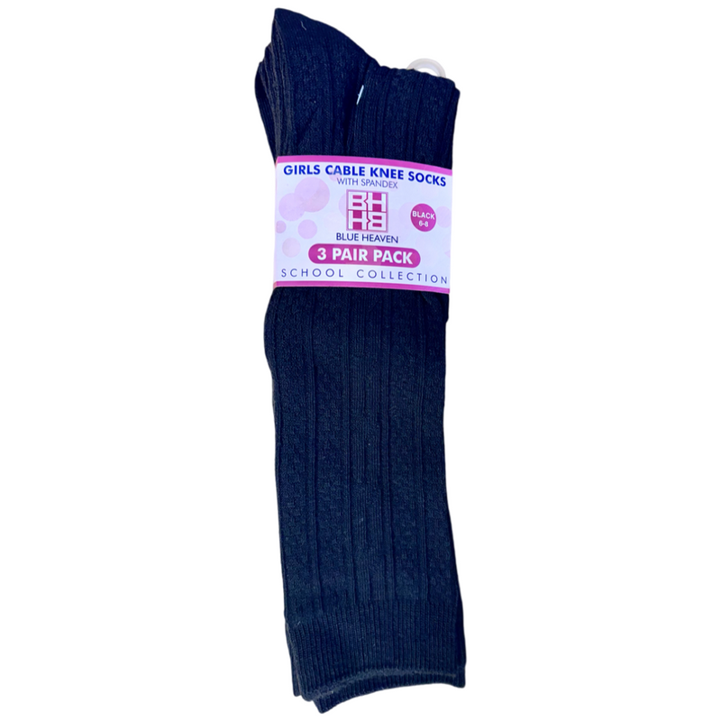 Rogers City Baptist - Girl's 3-Pack Cable Knee High Socks