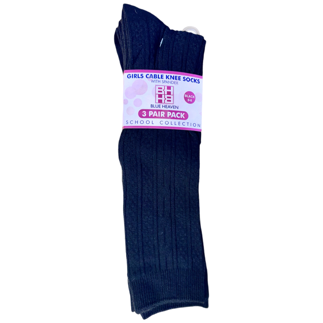 Rogers City Baptist - Girl&#39;s 3-Pack Cable Knee High Socks