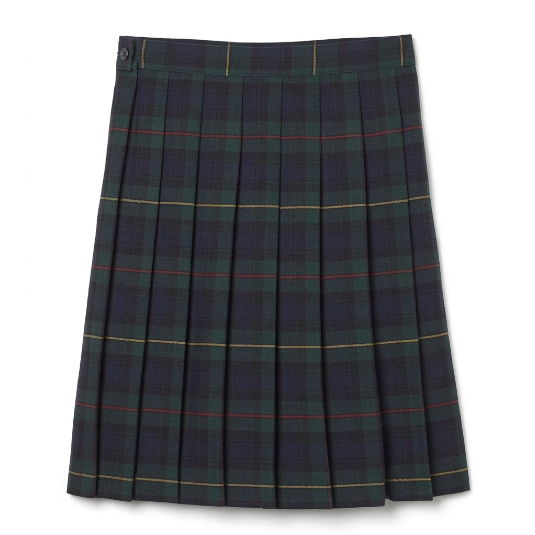 Girl's Plaid Pleated Skirt To The Knee