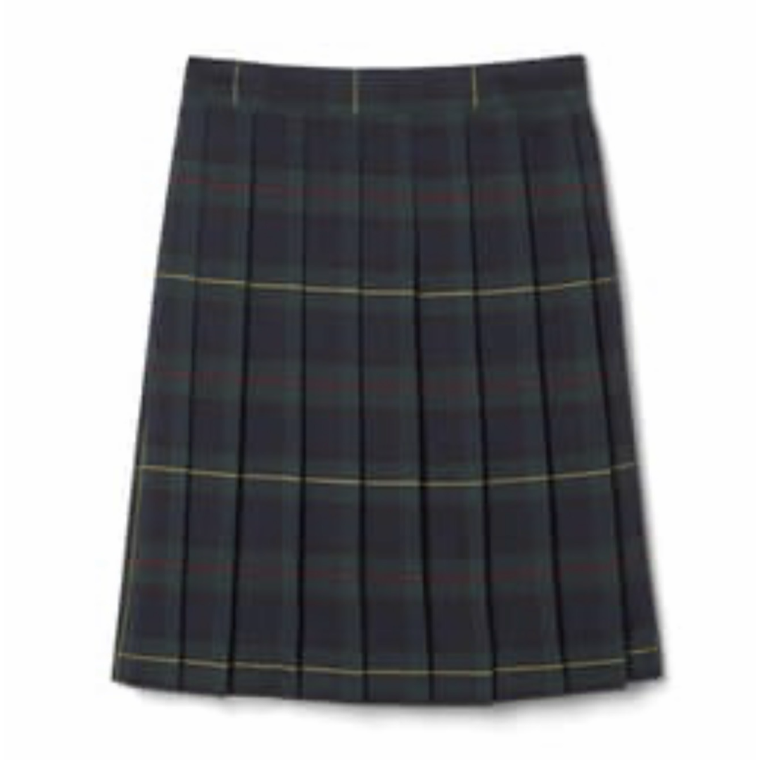 Girl's Plaid Pleated Skirt To The Knee