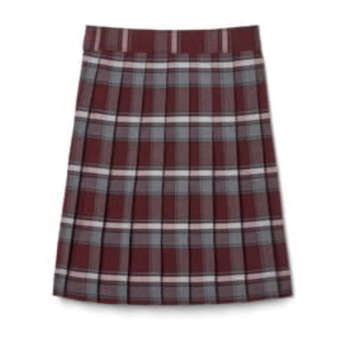Girl's Plaid Pleated Skirt To The Knee