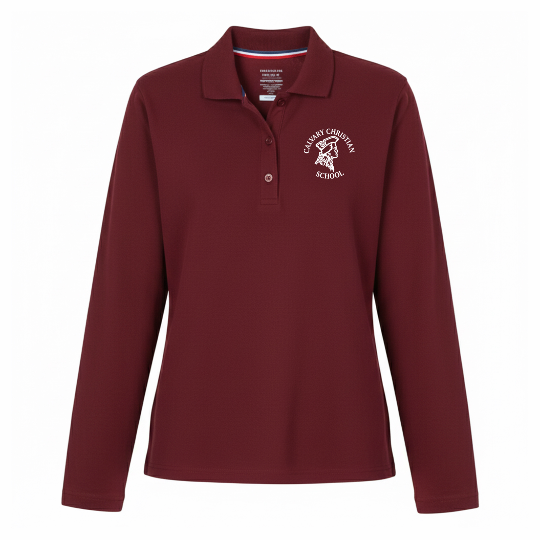 Calvary - Girl's / Young Women's Long Sleeve Stretch Piqué Polo - 1st - 12th