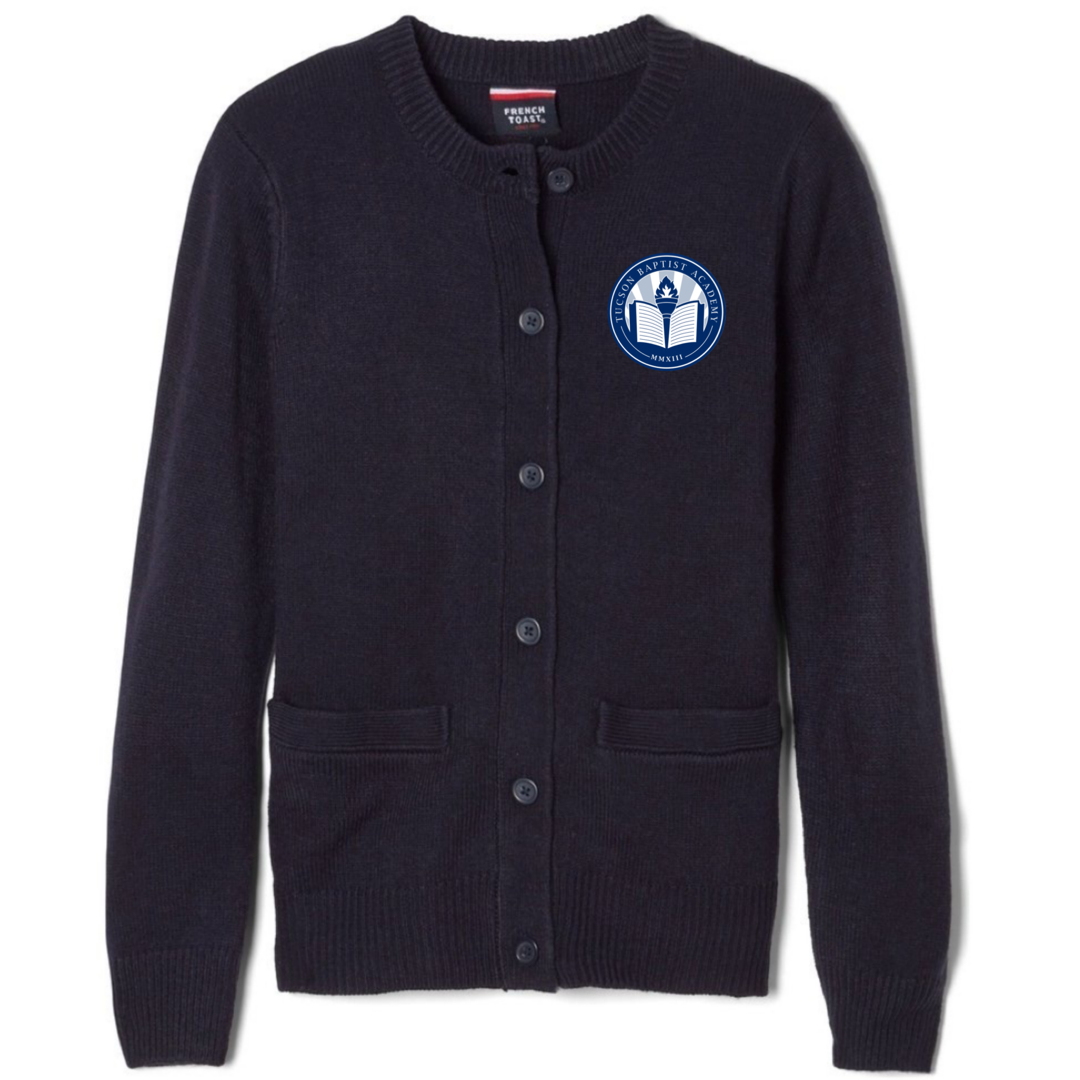 Tucson Baptist Academy - Girl&#39;s Crewneck Cardigan Sweater
