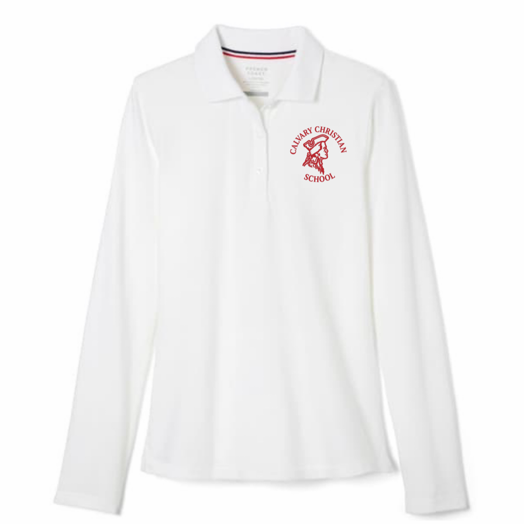 Calvary - Girl's / Young Women's Long Sleeve Stretch Piqué Polo - 1st - 12th